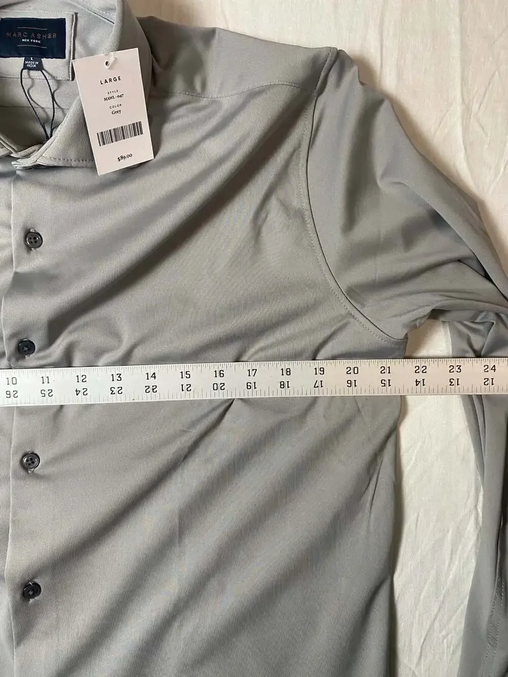 Marc Asher New York Grey Long Sleeve Dress Shirt, Large (1314)